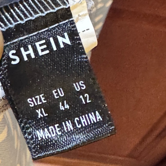 SHEIN Blue and White Leaf Print Midi Dress - Picture 3 of 3